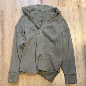 Aerie Olive Green Waffle Knit Sweater